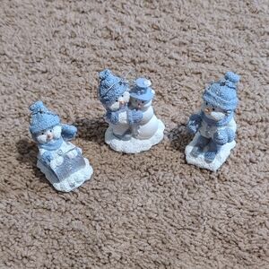 Ensco Snow Buddies Set Of Three Blue and White Ornaments